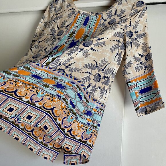 Maeve Anthropologie Sydney Silk Blouse Size 2 Button Down Floral Print Top XS - Picture 4 of 14